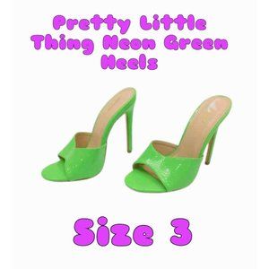 Shoes - PrettyLittleThing Neon Green Heels Size 3